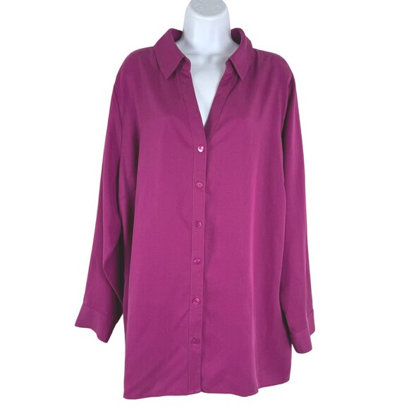 Soft Surroundings Merritt Tunic Shirt 2X Royal Fuchsia Long Sleeve NWT TP-3344 - Picture 1 of 10